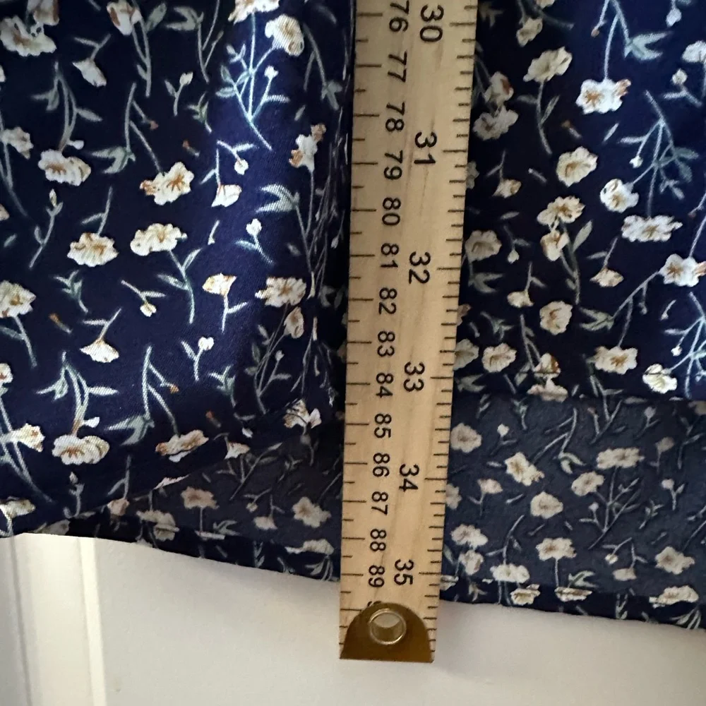 Classic Navy Floral Modest Midi Dress Feminine Church Teacher Style 1XL - Picture 5 of 7